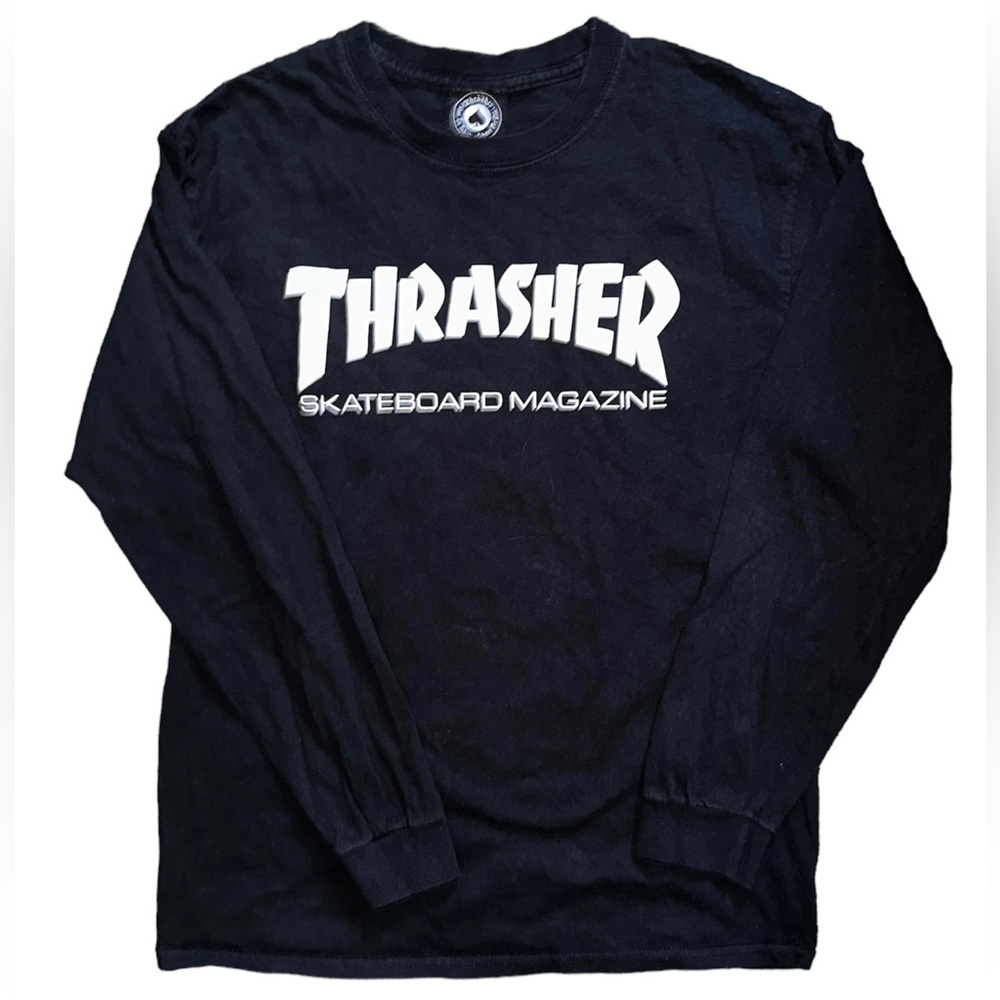Black Long Sleeve Thrasher skate boarding graphic T
